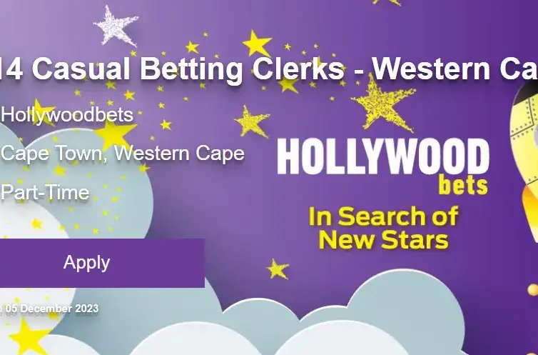 X14 New Casual Betting Clerks Vacancies at Hollywoodbets